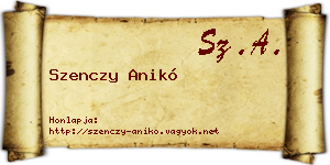 Szenczy Anikó névjegykártya